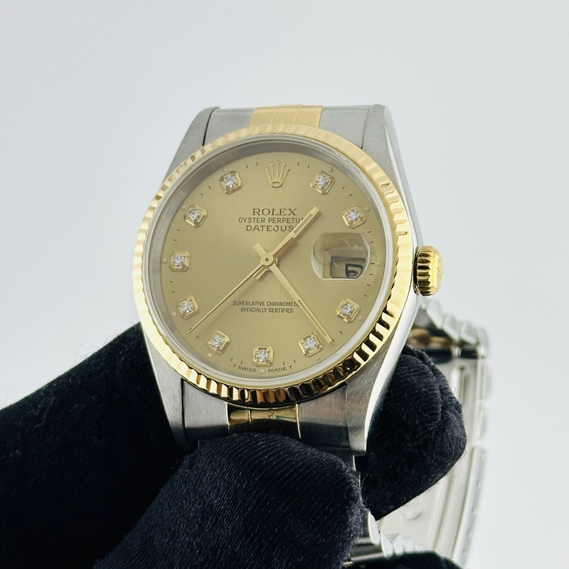 Rolex Datejust Champagne Diamond Dial on D Link Jubilee Ref. 16233 Papers 1995 view 3