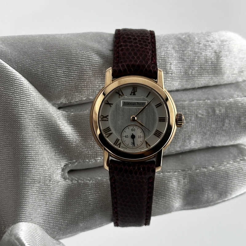 Audemars Piguet Jules Audemars Silver Roman Dial on Am Leather Og Buckle Ref. 77208OR Papers Open Date view 2