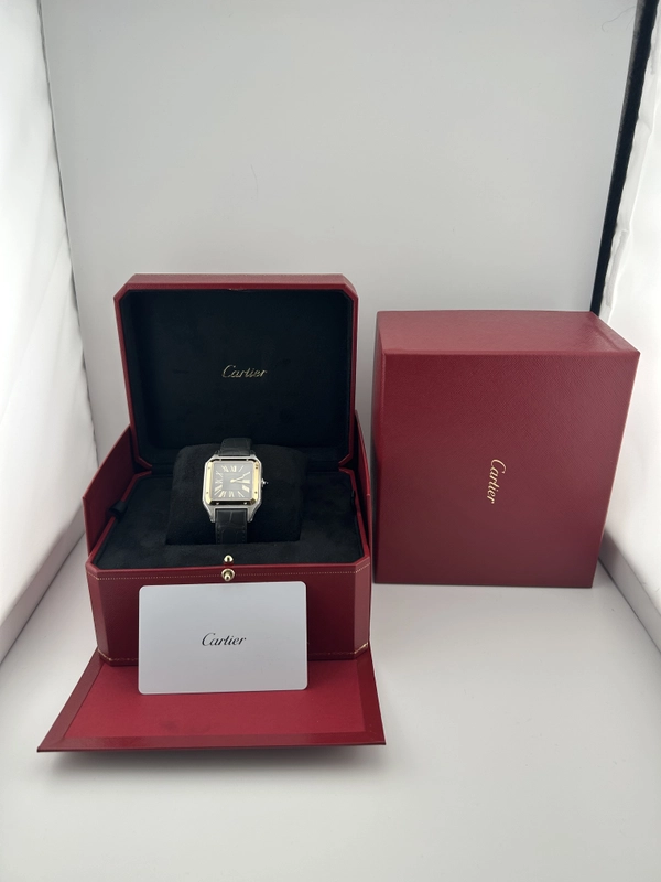 Cartier Santos Dumont Large Gray Dial on Leather Strap Ref. W2SA0028 Complete 2023 view 7