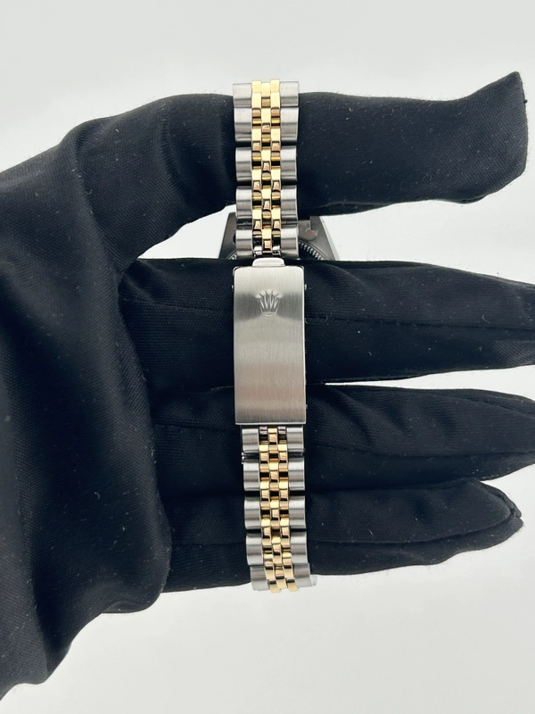 Rolex Date Lady Champagne Stick Dial on 2 Tone D Link Jubilee Bracelet Ref. 69173 1984 view 3