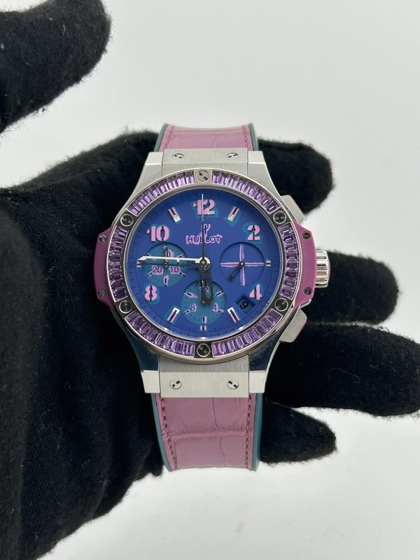 Hublot Big Bang Pop Art Amethyst Purple Dial on Pink & Blue Leather Band Ref. 341.SV.5199.LR.1905.PO view 2