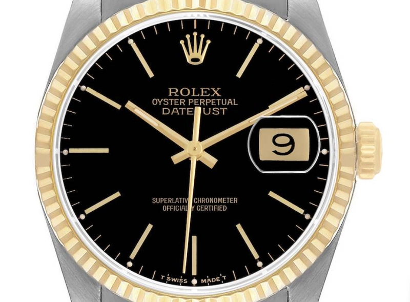 Rolex Datejust Black Stick Dial on Generic Leather Band Ref. 16233 1993