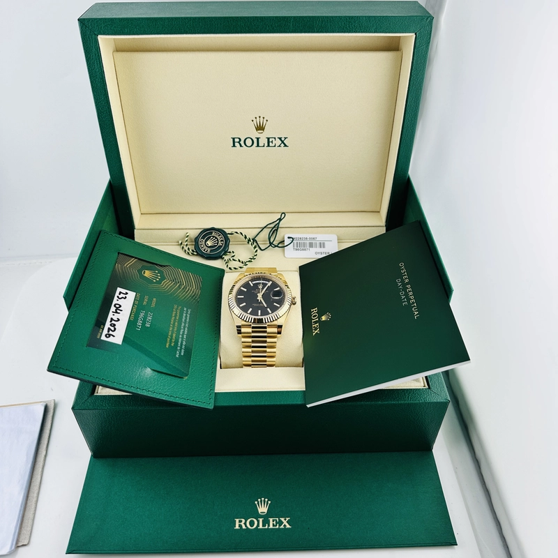 Rolex Day-Date Black Index Dial on President Ref. 228238 Card 2026 view 7