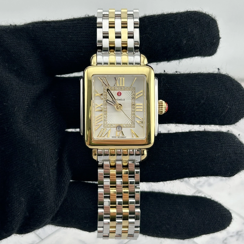 Michele Deco Madison Silver Set With Diamonds Dial Ref. MWW06G000013 Card Open Date view 2