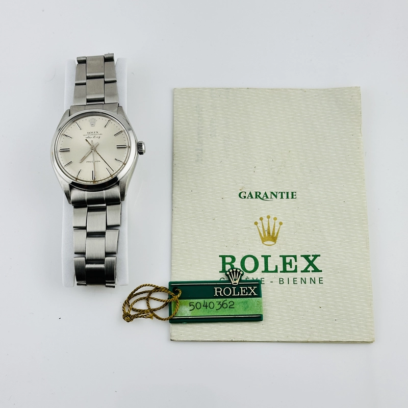 Rolex Air-King Silver Dial on Folded Oyster Ref. 5500 Papers 1977 view 7