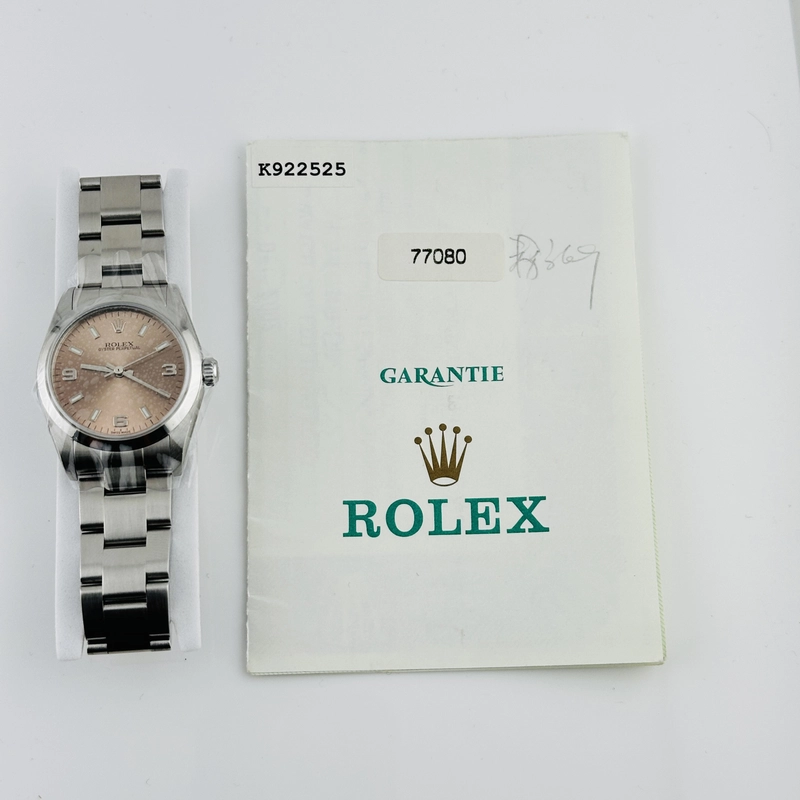 Rolex Oyster Perpetual Salmon / Arabic 3,6.9 Dial on Oyster Bracelet Ref. 77080 Papers 2002 view 7