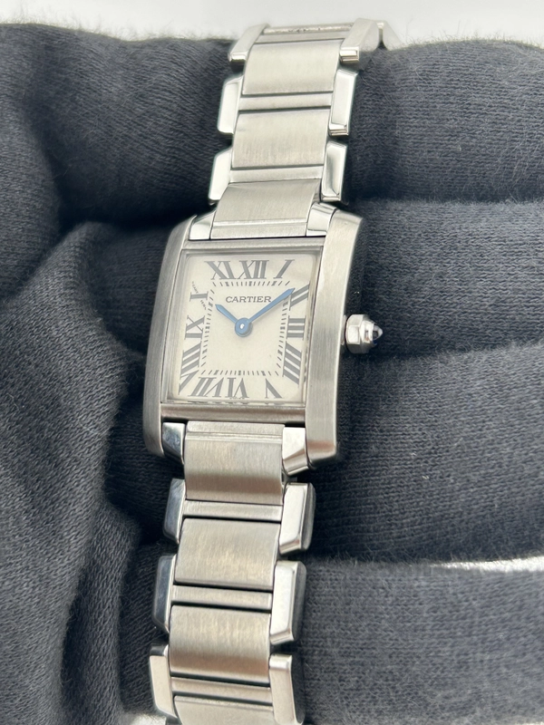 Cartier Tank Francaise small White Roman Dial on Stainless Steel Bracelet Ref. W51008Q3 view 3