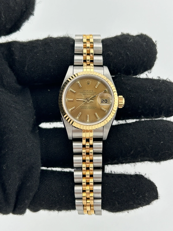 Rolex Datejust Lady Champagne Stick Dial on 2 Tone Jubilee D Link Bracelet Ref. 69173 2020 view 2