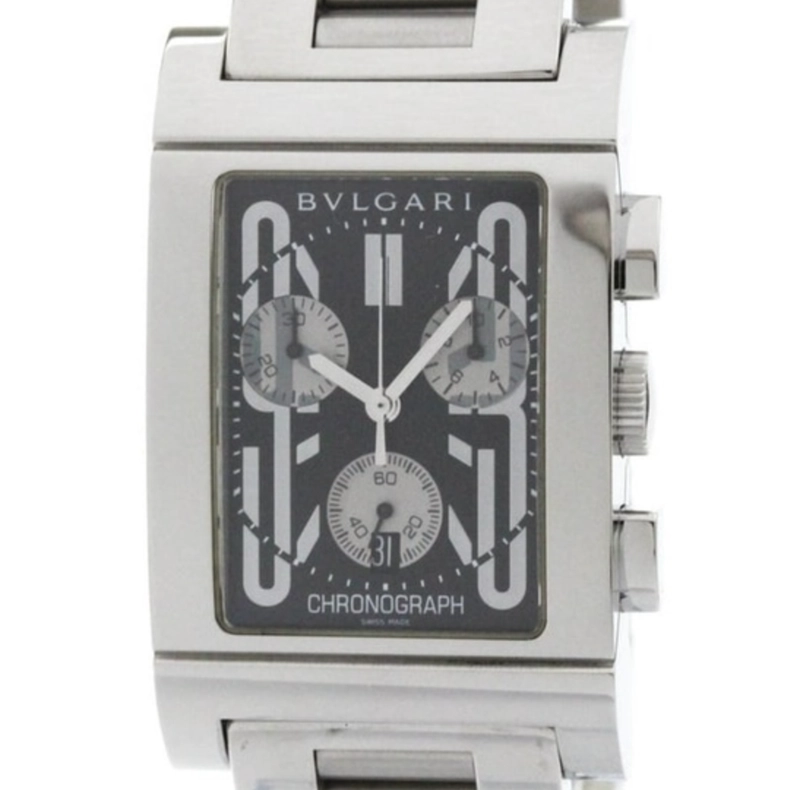 Bvlgari Rettangolo Chronograph Black Dial on Stainless Steel Bracelet Ref. RTC49S