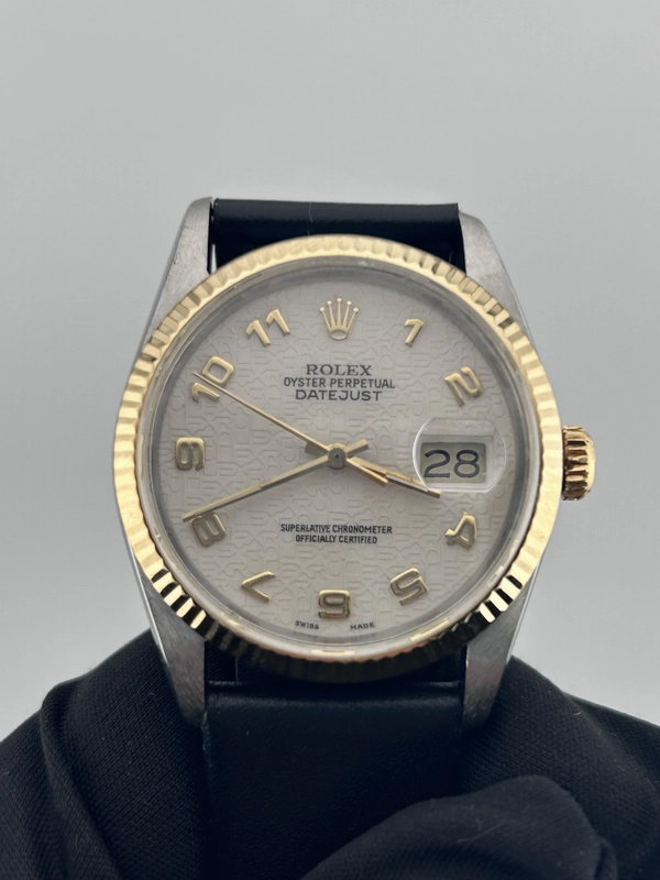 Rolex Datejust 36 Ivory Arabic Computer Dial Dial on Generic Black Leather Band Ref. 16233 view 2