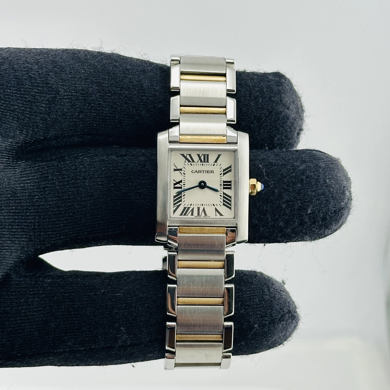 Cartier Tank Francaise White Roman Dial on 2 Tone Bracelet Ref. 2384/W51007Q4 view 2