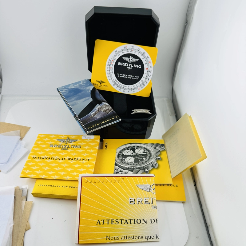 Breitling Navitimer Fighter Black Dial on Stainless Steel Bracelet Ref. A13330 Card 2001 view 8