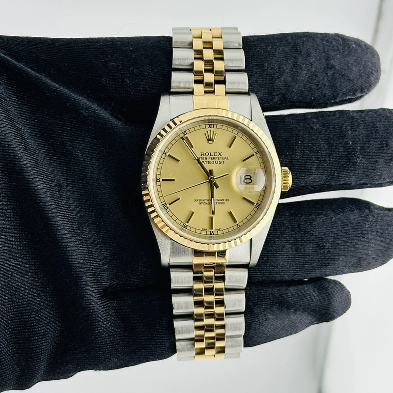 Rolex Datejust Champagne Stick Dial on D Link Jubilee Ref. 16233 2000
