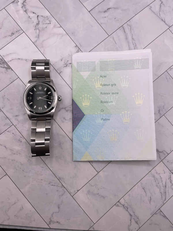 Rolex Oyster Perpetual Black Dial on Oyster Ref. 77080 Papers 2004 view 7