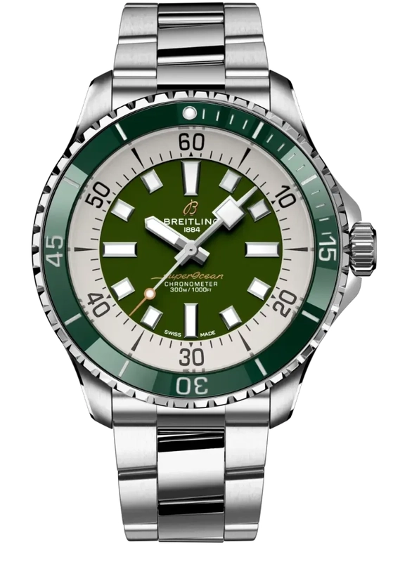 Breitling Superocean Automatic Green Dial on Bracelet Ref. A17376211C1A1 Card
