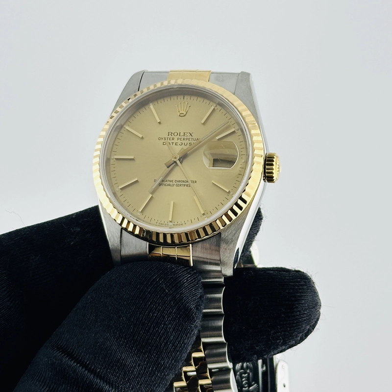 Rolex Datejust Champagne Stick Dial on D Link Jubilee Ref. 16233 1991 view 3