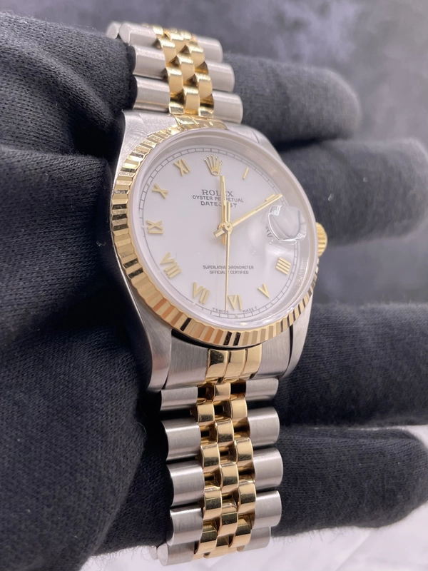 Rolex Datejust White Roman Dial on Jubilee Ref. 16233 1994 view 3