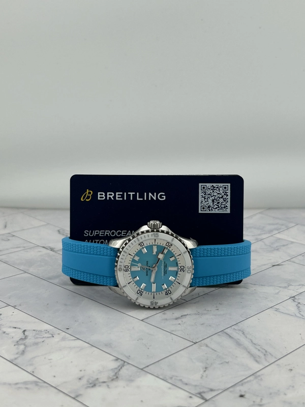 Breitling Superocean Automatic Turquoise Dial on Rubber Strap Ref. A17377211C1S1 Card 2026 view 7