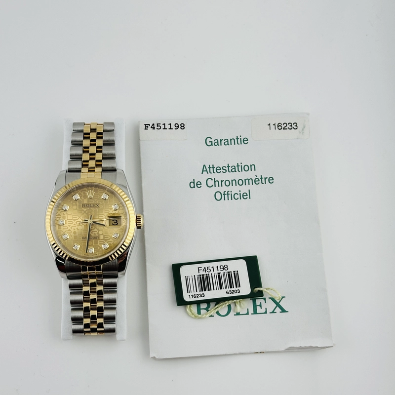 Rolex Datejust Gold Anniversary Diamond Dial Dial on Jubilee Ref. 116233 Papers 2004 view 6