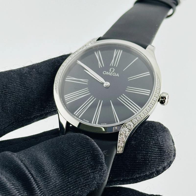 Omega De Ville Trésor Black Dial on Fabric Strap Ref. 428.17.39.60.01.001 Card Open Date view 3