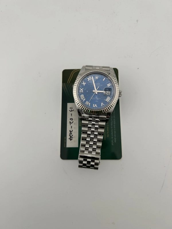 Rolex Datejust 41 Blue Roman Numerals Dial on Jubilee D Link Bracelet Ref. 126334 Card 2024 view 7
