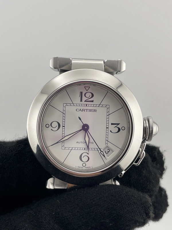 Cartier Pasha C White Dial on Stainless Steel Bracelet Ref. W31074M7 view 3
