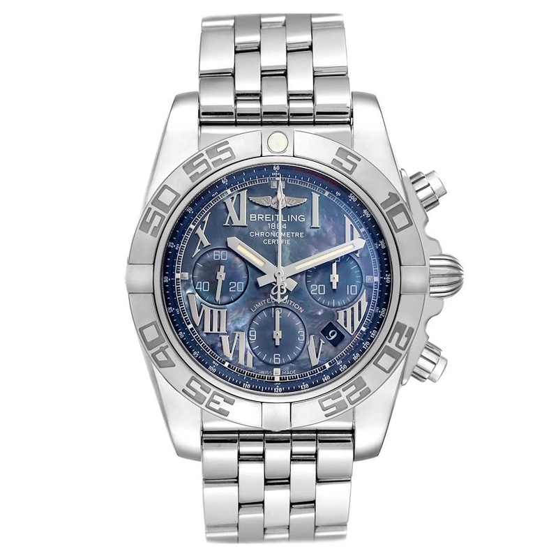 Breitling Chromomat 01 Blue Mop Dial on Stainless Steel Bracelet Ref. AB01111A/BG64 Complete 2018