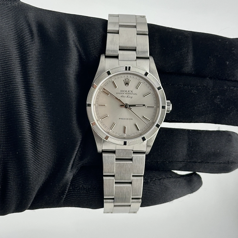 Rolex Air-King Silver Dial on Oyster Ref. 14010 Papers 2002 view 2