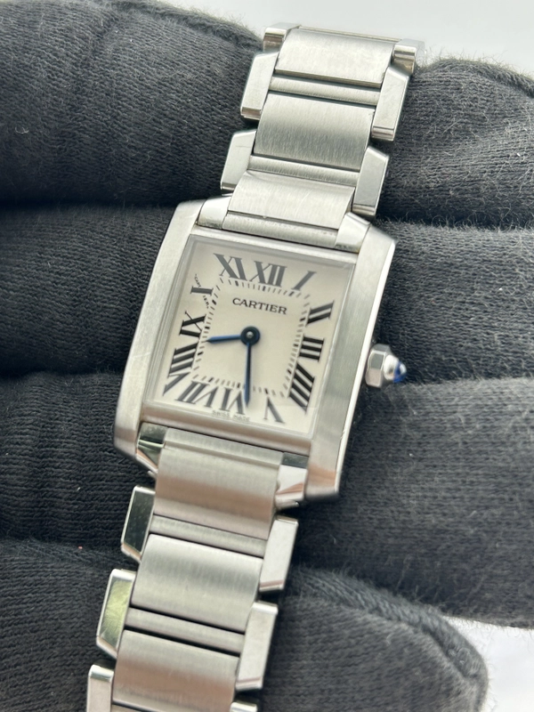Cartier Tank Francaise Small White Roman Dial on Stainless Steel Ref. 2384 / W51008Q3 view 3