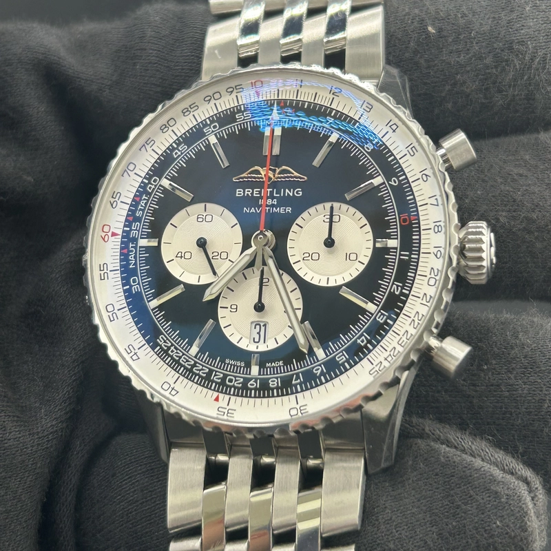 Breitling Navitimer B01 Chronograph Black Dial on Stainless Steel Bracelet Ref. AB0137211B1A1 Card 2025 view 3
