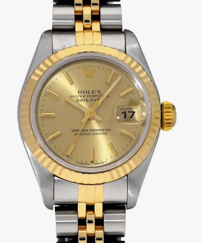 Rolex Date Champagne Stick Dial on 2 Tone Jubilee D Link Bracelet Ref. 6917 1983
