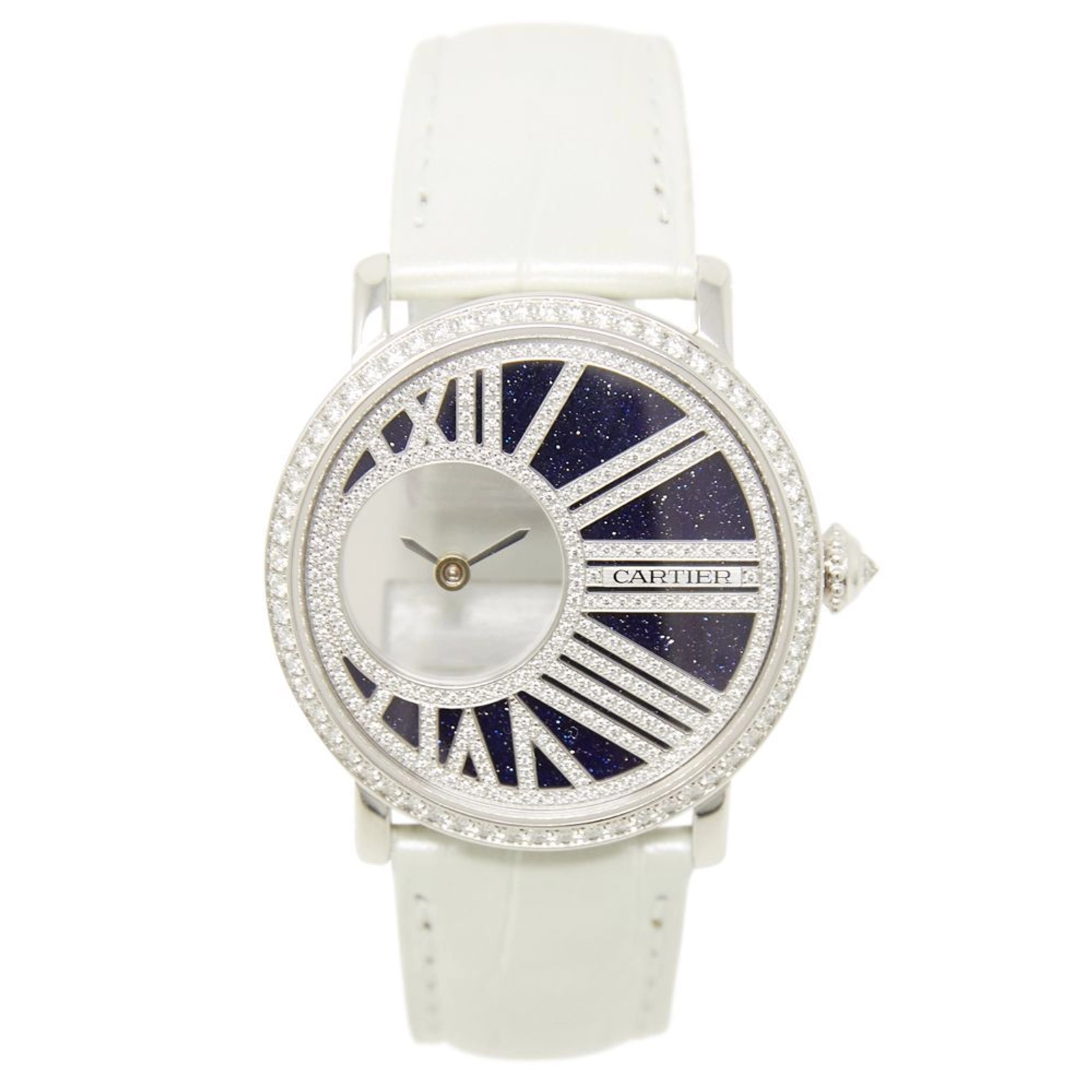 Cartier Rotonde Mysterious Hour HPI01197 White Gold Diamond Blue Dial Box Papers