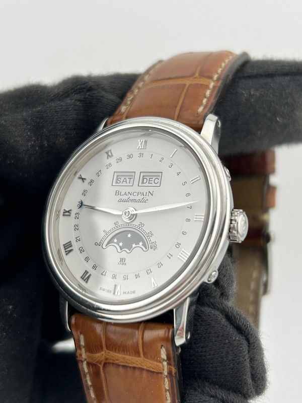 Blancpain Villeret Triple Calender White Roman Numerals Dial on Leather Strap / Ss Buckle Ref. B6553.1127A.55 Complete 2004 view 3