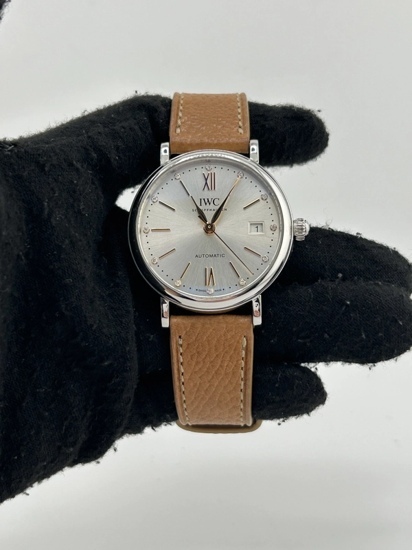 Iwc Portofino Automatic 37 Silver Dial on Caramel Leather Strap Ref. IW458601 Complete 2023 view 2