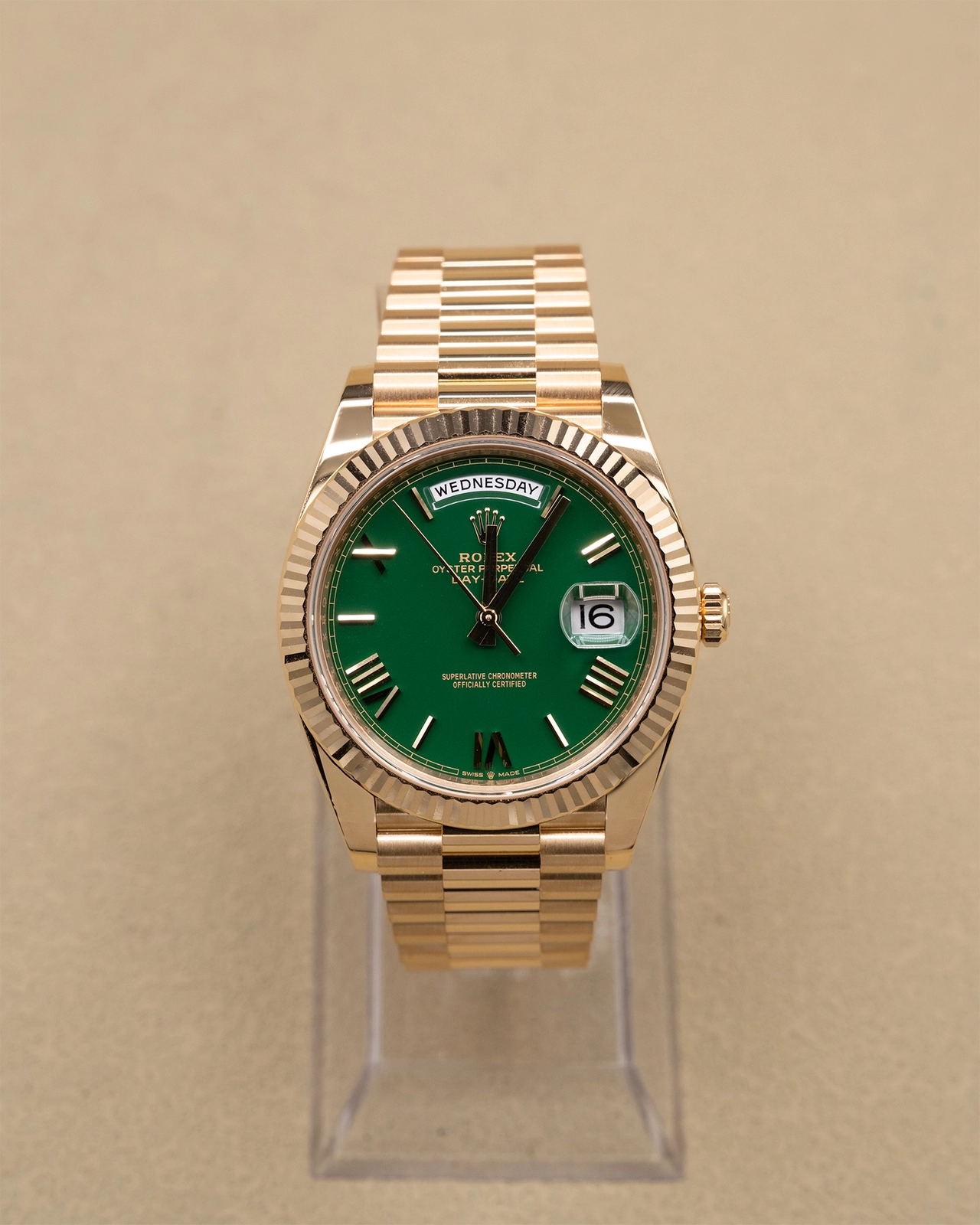 2026 Rolex Green Roman Dial Complete 228238