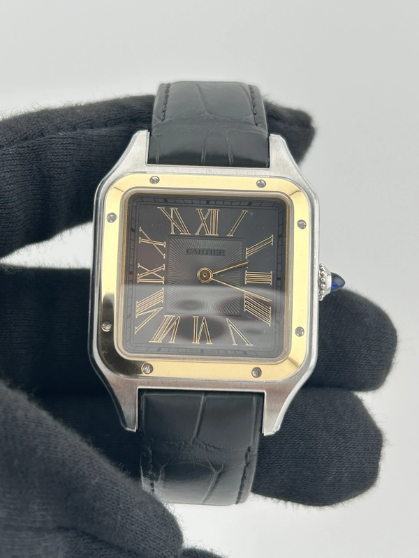 Cartier Santos Dumont Large Gray Dial on Leather Strap Ref. W2SA0028 Complete 2023 view 2