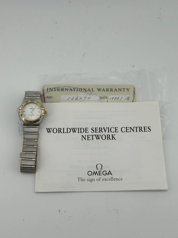 Omega Constellation White Mop Dial on 2 Tone Gold Plated Stainless Steel Bracelet Ref. 1362.70 Card 1998 view 7