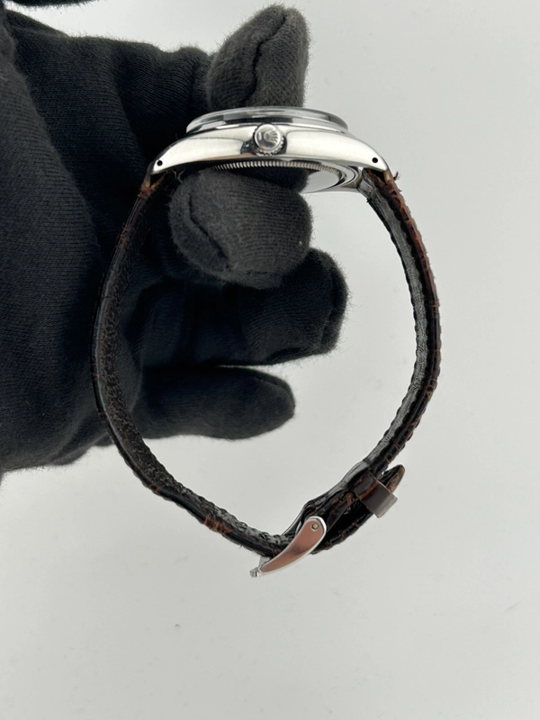 Rolex Oysterdate Precision Silver Stick / Refinished Dial on Brown Leather Strap Ref. 6694 1978 view 5