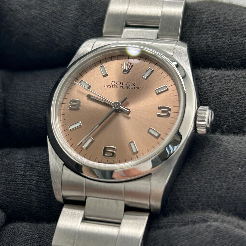 Rolex Oyster Perpetual Salmon Dial on Oyster Bracelet Ref. 67480 1996 view 2