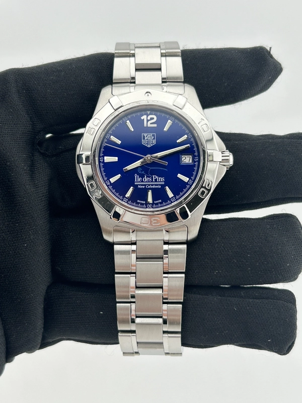 Tag Heuer Aquaracer Île des Pins Blue Dial on Stainless Steel Bracelet Ref. WAF211T Complete 2009 view 2