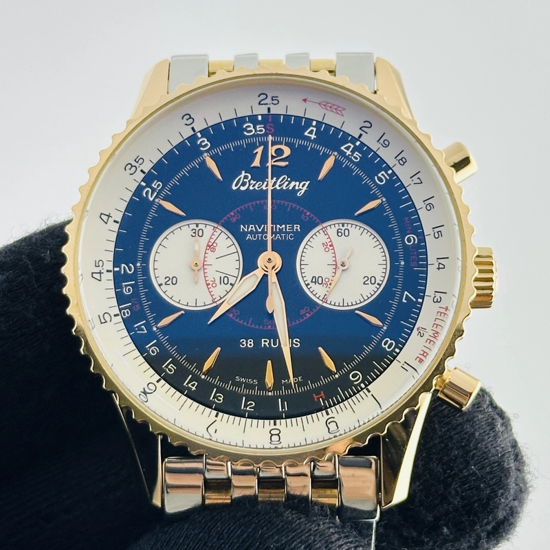 Breitling Navitimer Montbrillant Black & White With Rg Dart Index Dial on 2 Tone Bracelet Ref. H47330 / H473B01FBA