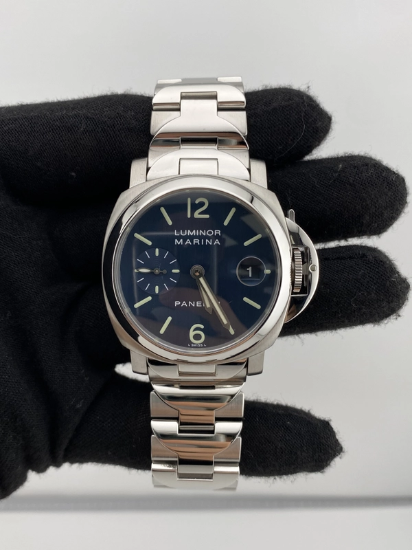 Panerai Luminor Marina Blue Dial on Bracelet Ref. PAM00120 Complete 2005 view 2