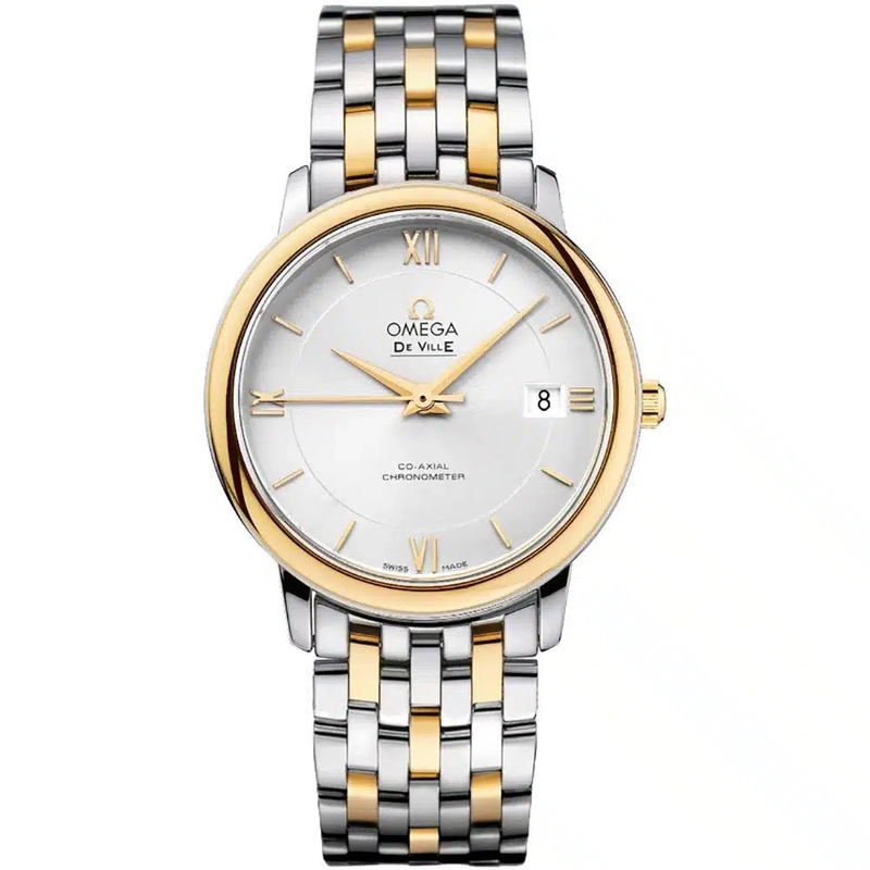 Omega De Ville Silver Dial on 2 Tone Bracelet Ref. 424.20.37.20.02.001 Complete Open Date
