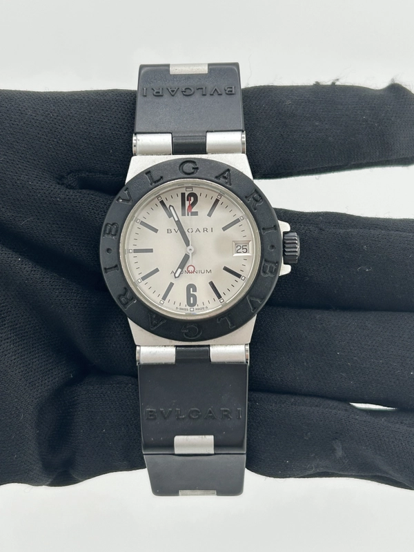 Bvlgari Aluminum Diagono Silver Dial on Black Rubber Strap Ref. AL32TA Papers 2003 view 2