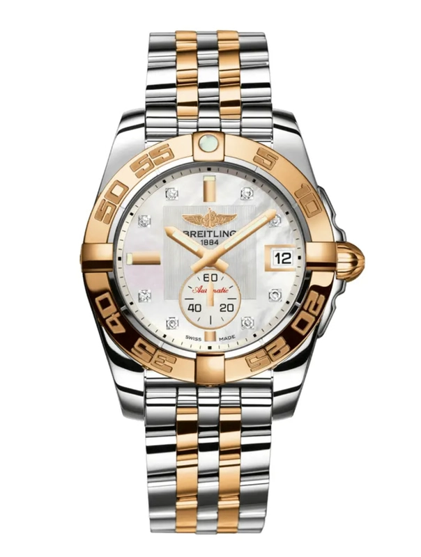 Breitling Galactic Factory White Mop Diamond Dial on 2 Tone Bracelet Ref. C37330121A2C1