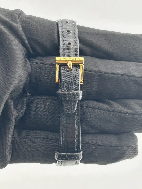 Tiffany & Co. Atlas Gold Dial on Black Leather Strap Ref. L0630 view 4