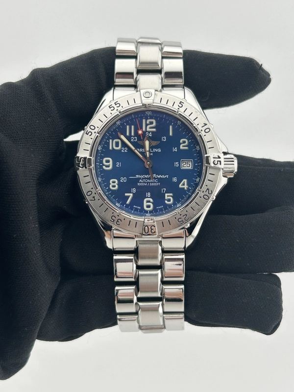 Breitling Superocean Automatic Blue Dial on Stainless Steel Bracelet Ref. A17340 view 2