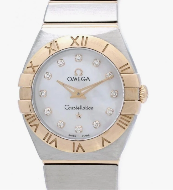 Omega Constellation M.O.P Diamond Dial on Pink Gold & Stainless Steel Bracelet Ref. 123.20.24.60.55.001