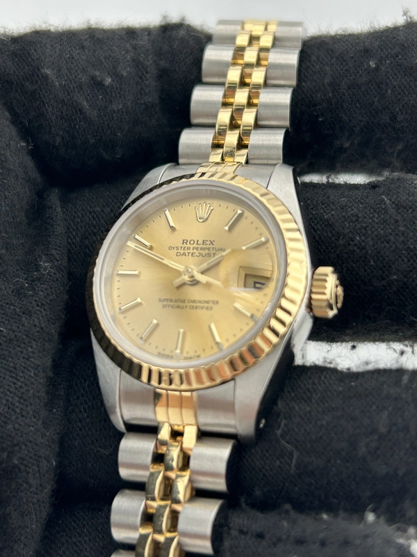 Rolex Datejust Lady Champagne Stick Dial on Jubilee D Link Bracelet Ref. 69173 Card view 3