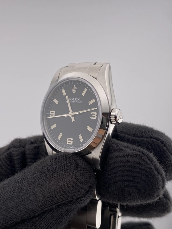 Rolex Oyster Perpetual Black Stick Dial on Oyster Ref. 77080 Papers 1999 view 3